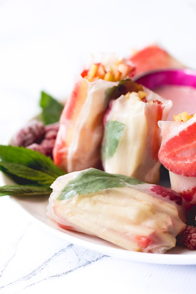 Fruit Rice Paper Rolls using PL8 Mandoline