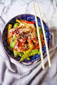 Chinese Chicken Wings with Rice and Sauteed Vegetables with Swiss Diamond